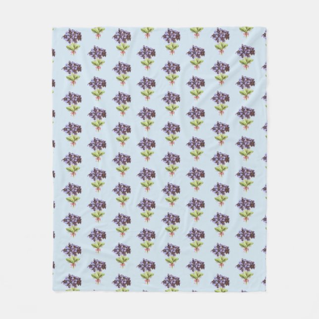 Fleece-Decke Lila Veilchen Muster Blassblau Fleecedecke (Vorderseite)