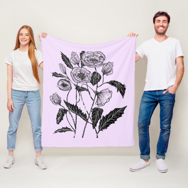 Fleece-Decke mit Mohn in Sonderfarben Fleecedecke (Beispiel)