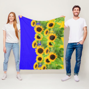 Fleece-Decke mit Sonnenblumen Fleecedecke