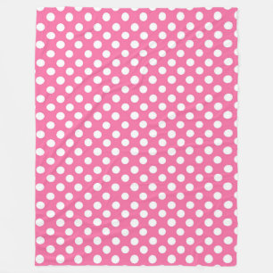 Fleece-Decke/Rosa mit weißen Polka-Punkten Fleecedecke