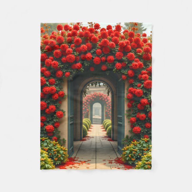 Fleece-Decke (Rosen-Tunnel) Fleecedecke (Vorderseite)