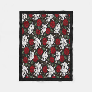 Fleece-Decke/Schädel und Rosen Fleecedecke