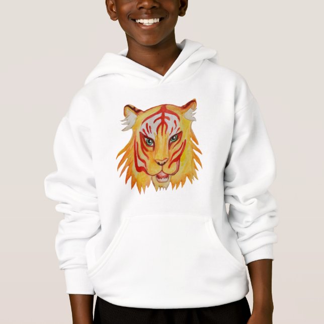 Fleece der Kinder Pullover Hoodie Tiger Zeichnend (Vorderseite)