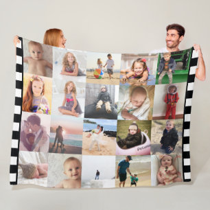Fleece der Schwarz-weißen Streifen 20 FotoCollage-