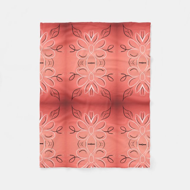 Fleece Designer Schuppen in Burgund Koralle (Vorderseite)