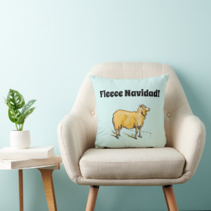 Fleece Feliz Navidad Funny Christmas Sheep Joke Kissen