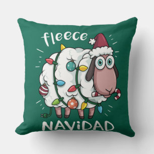 Fleece Feliz Navidad Funny Cute Sheep Christmas Kissen