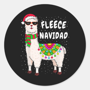 Fleece Feliz Navidad Llama Weihnachten Niedlichen Runder Aufkleber