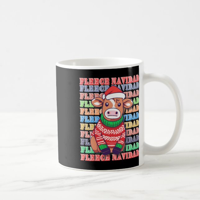 Fleece Feliz Navidad - Niedliche Weihnachtskuh - l Kaffeetasse (Rechts)