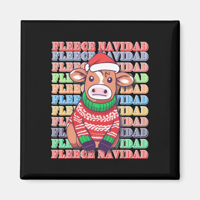 Fleece Feliz Navidad - Niedliche Weihnachtskuh - l Magnet (Vorne)
