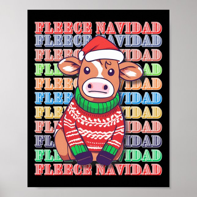 Fleece Feliz Navidad - Niedliche Weihnachtskuh - l Poster (Vorne)