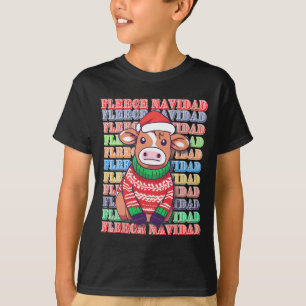 Fleece Feliz Navidad - Niedliche Weihnachtskuh - l T-Shirt
