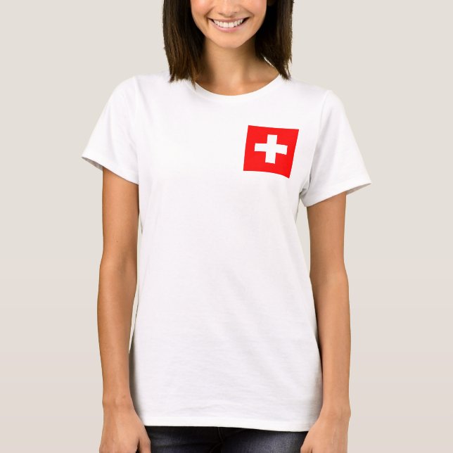Fleece Jogger mit Schweizer Flagge T-Shirt (Vorderseite)