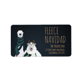 Fleece Navidad Chic Funny Quirky Llama & Sheep Pun Adressaufkleber