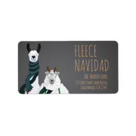 Fleece Navidad Chic Funny Quirky Llama & Sheep Pun Adressaufkleber