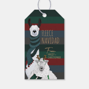 Fleece Navidad Chic Lustige Schafe & Lama gestreif Geschenkanhänger