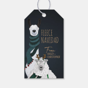 Fleece Navidad Chic Lustige Schafe & Lamas Dunkelb Geschenkanhänger