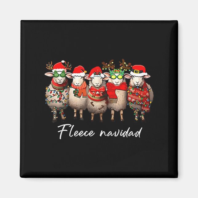 Fleece Navidad Christmas Spanish Sheep Santa Sheep Magnet (Vorne)