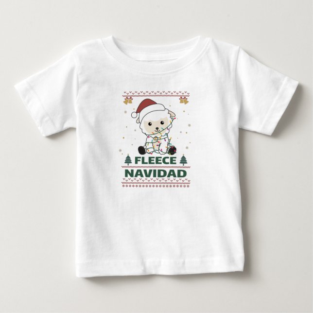 Fleece Navidad - Cute Christmas Sheep Funny Pun Ad Baby T-shirt (Vorderseite)