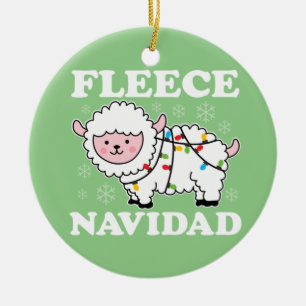 Fleece Navidad Feliz Funny Christmas Kawaii Sheep Keramik Ornament