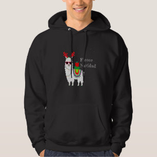 Fleece Navidad Feliz Llama Niedlich Alpaca Weihnac Hoodie