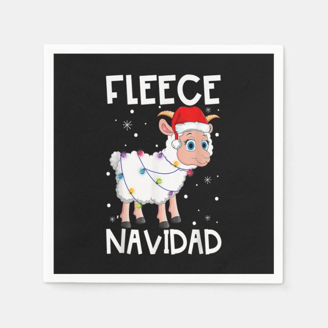 Fleece Navidad Funny Christmas Sheep Feliz Xmas Li Serviette (Vorderseite)
