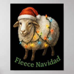 Fleece Navidad Funny Christmas Sheep mit Urlaub Poster