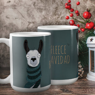 'Fleece Navidad' Lama Cartoon Türkisgraues Tasse