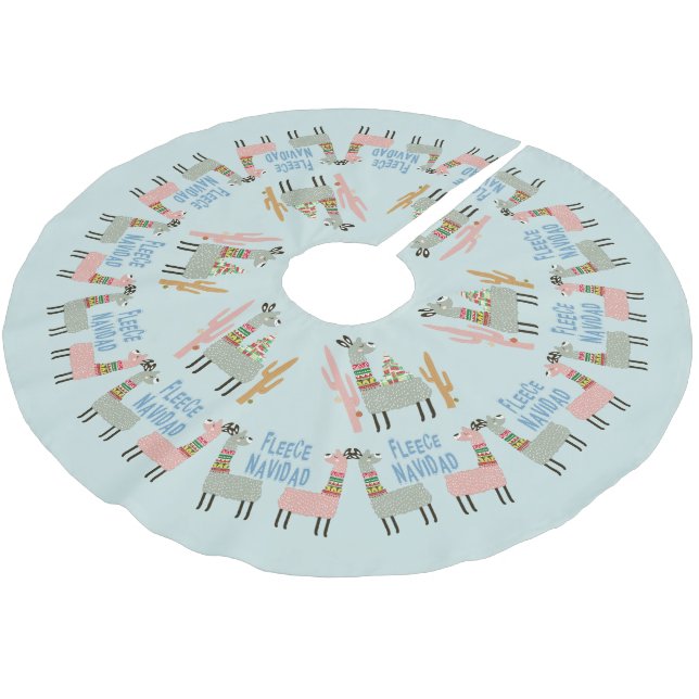 Fleece Navidad Llamas Polyester Weihnachtsbaumdecke (Schrägansicht)