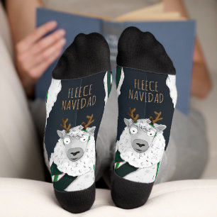 „Fleece Navidad“ Lustige Festliche Blaue Schafe Socken