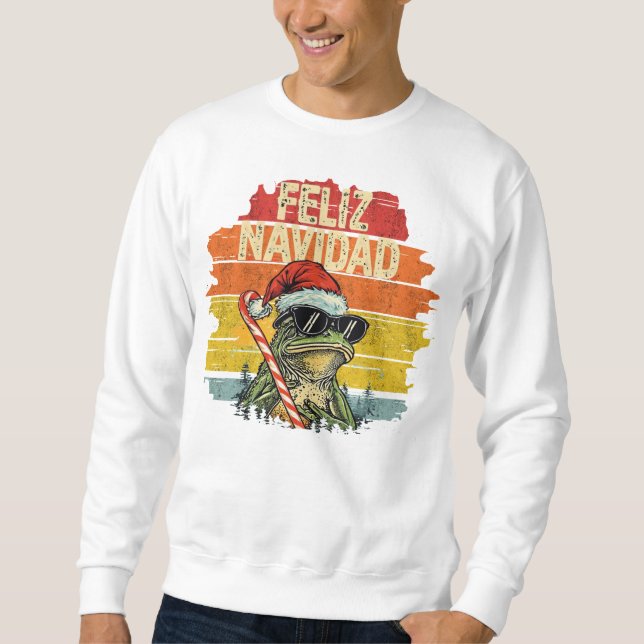Fleece Navidad lustiger Santa-Frosch-Sweatshirt fü Sweatshirt (Vorderseite)
