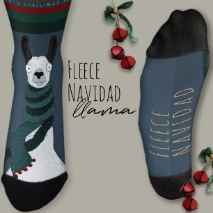 „Fleece Navidad“ Lustiger Weihnachts-Llama-Wortwit Socken