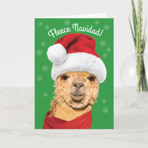 Fleece Navidad Niedlich Alpaca Weihnachtsmannmütze Feiertagskarte