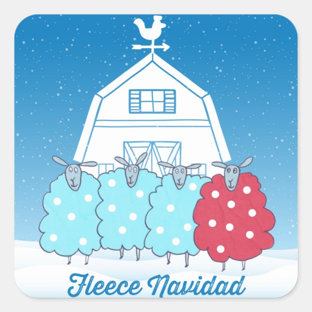 Fleece Navidad Niedlich Weihnachtsschaf Quadratischer Aufkleber (Vorderseite)