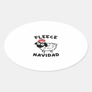 Fleece Navidad Ovaler Aufkleber