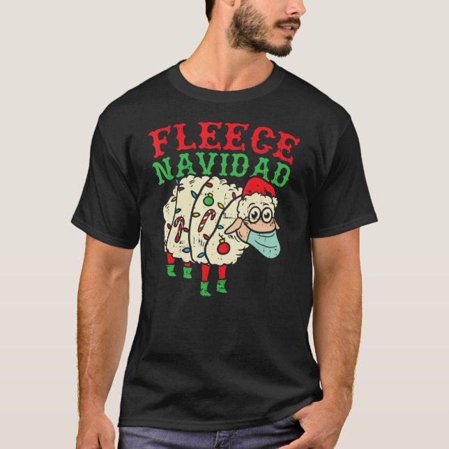 Fleece Navidad Sheep Face Maske Weihnachtsquaranti T-Shirt (Vorderseite)