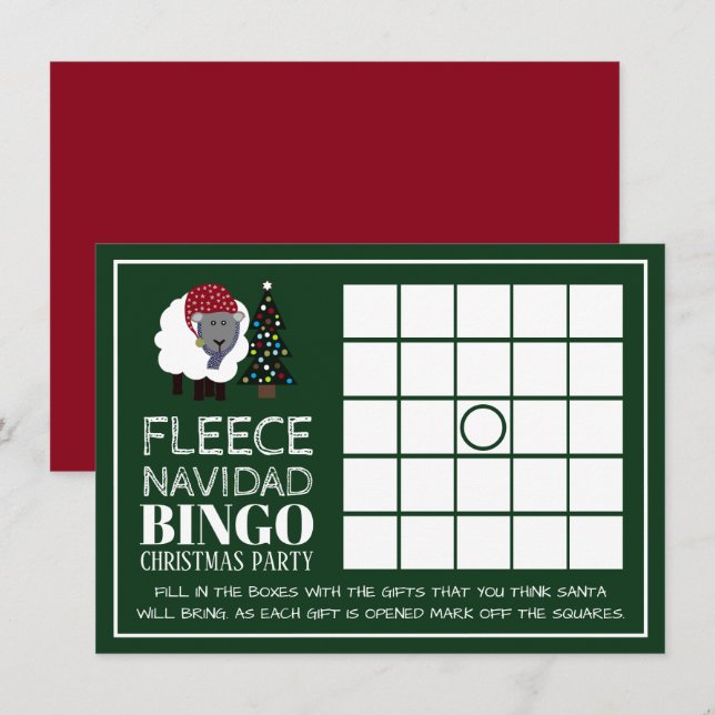 Fleece Navidad, Spanisches Party Bingo Einladung (Vorne/Hinten)