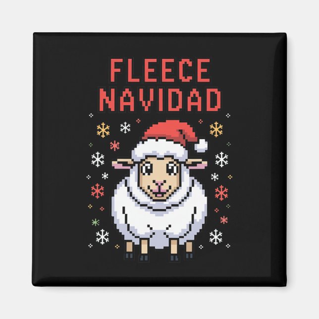 Fleece Navidad Ugly Sweater Funny Christmas Sheep Magnet (Vorne)