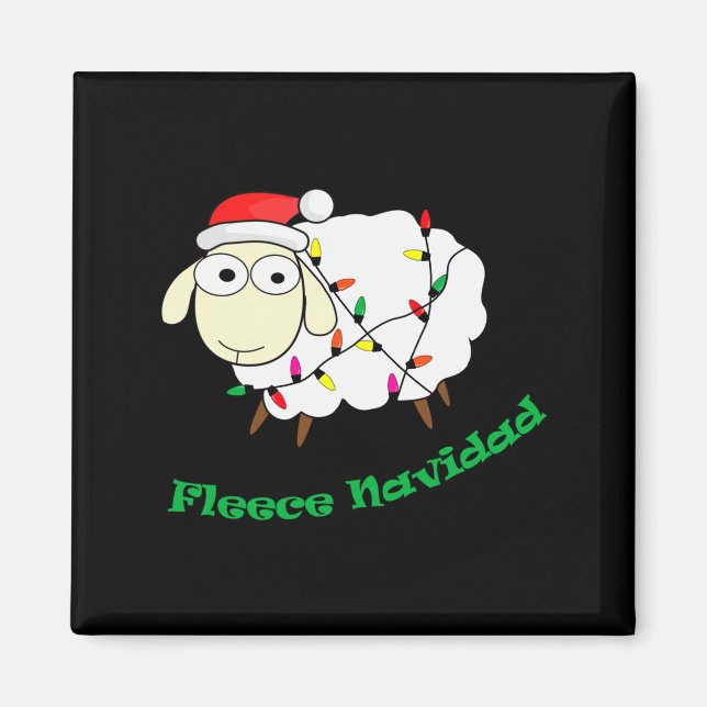 Fleece Navidad - Weihnachtsschaf Langarm  Magnet (Vorne)
