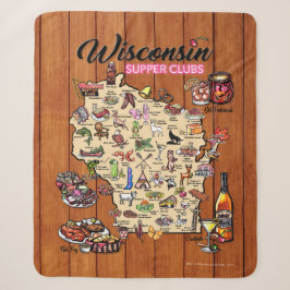 Fleece Sherpa Throw - Wisconsin Supper Club Karte Sherpadecke
