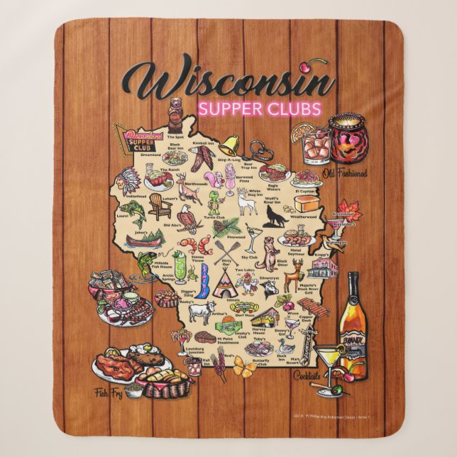 Fleece Sherpa Throw - Wisconsin Supper Club Karte Sherpadecke (Vorderseite)