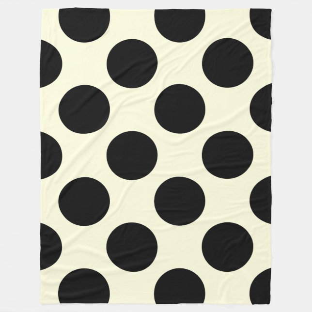 Fleece-umfassende große Kreis-Punkt-schwarze Creme Fleecedecke (Vorderseite)