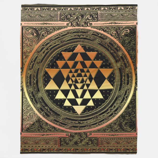 Fleece umfassendes SriYantra Yogaschwarzgold (Vorderseite)