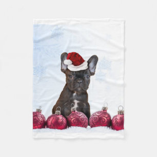 Fleecedecke der Weihnachtsfranzösischen Bulldogge