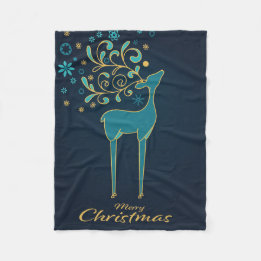 Fleecedecke. | Rentier | Frohe Weihnachten Fleecedecke