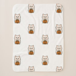 Fleecedeken Halloween – Schattige Pomeranian Sherpadecke