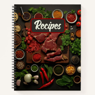 Fleisch, Gemüse und Gewürze Notizbuch