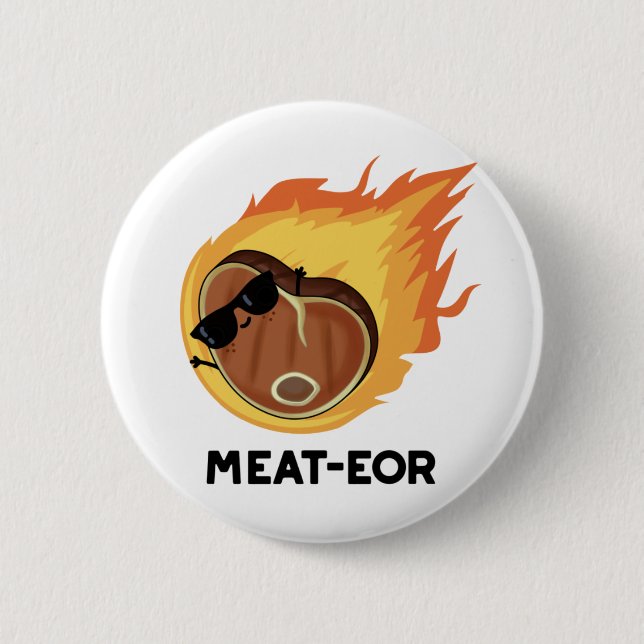 Fleisch oder Funny Meat Steak Pun Button (Vorderseite)