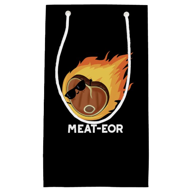 Fleisch oder Funny Meat Steak Pun Dark BG Kleine Geschenktüte (Vorderseite)