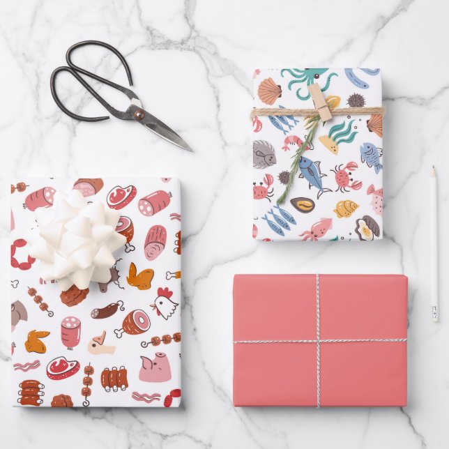 Fleisch und Bauer von Meeresfrüchten Geschenkpapier Set (Vorderseite)
